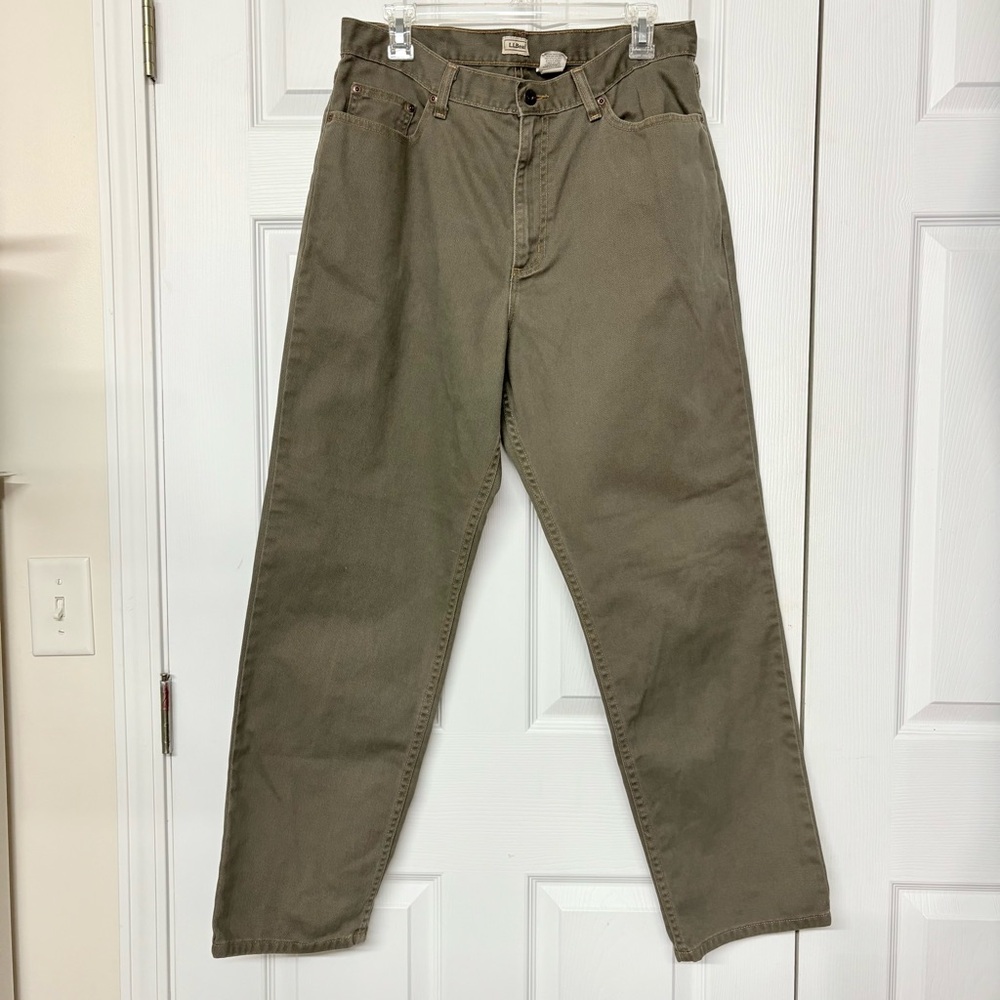 L.L. Bean Army Green Denim Jeans Vintage? Sz 16